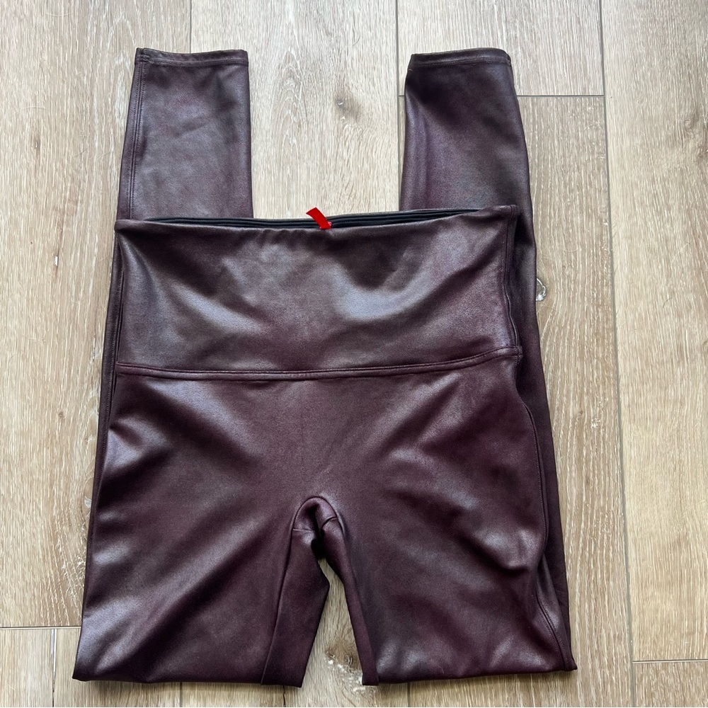 Spanx Faux Leather Maroon Pull-on Legging - Picture 10 of 11